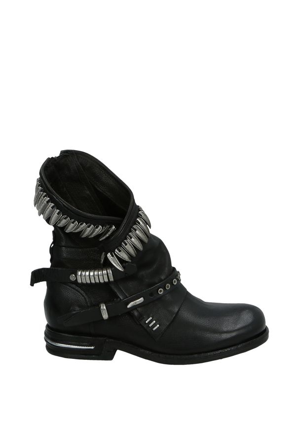 Venezia - CZARNE MOTOCYKLÓWKI Z DŻETAMI 516230 NERO. Kolor: czarny. Materiał: skóra, syntetyk. Szerokość cholewki: normalna. Obcas: na obcasie. Wysokość obcasa: średni