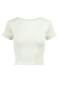 Born2be - Jasnozielony T-shirt Irousa. Kolor: zielony. Materiał: materiał, bawełna. Długość rękawa: krótki rękaw. Długość: krótkie. Wzór: gładki #5