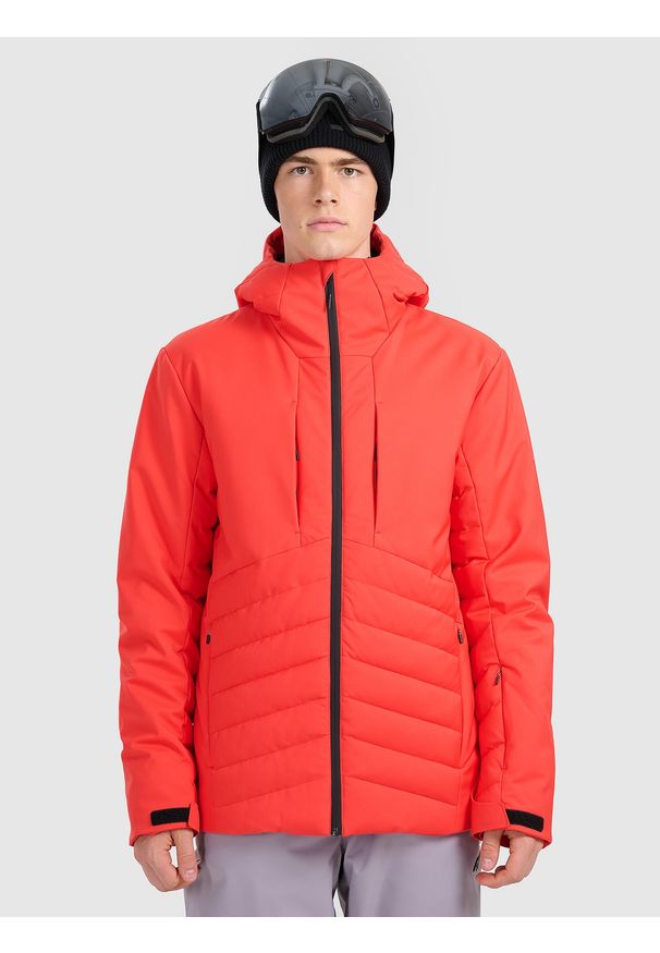 4f - 4F Kurtka narciarska membrana 10000 męska - czerwona S. Kolor: czerwony. Materiał: skóra, poliester, materiał. Sezon: zima. Styl: sportowy