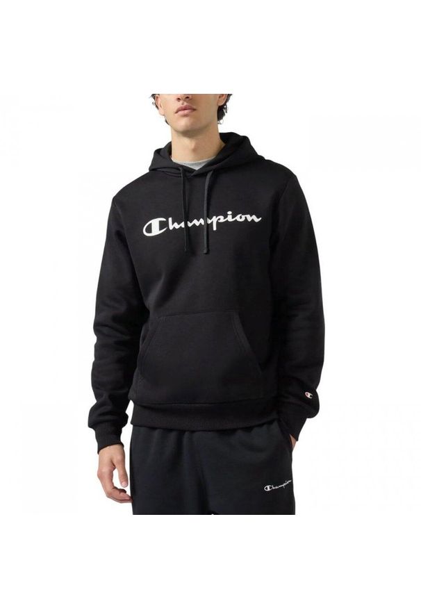 Bluza męska z kapturem treningowa Champion Hooded Sweatshirt czarna. Typ kołnierza: kaptur. Kolor: czarny