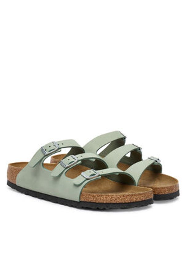 Birkenstock Klapki Florida 1030319 Zielony. Kolor: zielony. Materiał: nubuk, skóra