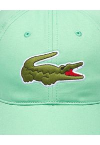 Lacoste - LACOSTE - Jasnozielona czapka z dużym logo. Kolor: zielony. Materiał: bawełna. Wzór: haft, aplikacja. Sezon: lato, wiosna #3