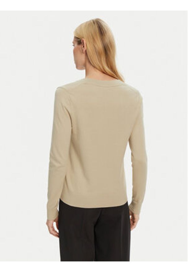 TOMMY HILFIGER - Tommy Hilfiger Sweter WW0WW40098 Beżowy Regular Fit. Kolor: beżowy. Materiał: syntetyk