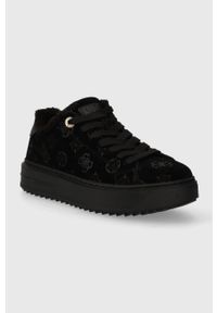 Guess sneakersy zamszowe DENESA3 kolor czarny FL8DE3 SUE12. Nosek buta: okrągły. Kolor: czarny. Materiał: zamsz. Obcas: na platformie #2