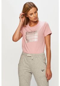 Converse - T-shirt. Okazja: na co dzień. Kolor: różowy. Materiał: dzianina. Wzór: nadruk. Styl: casual #5