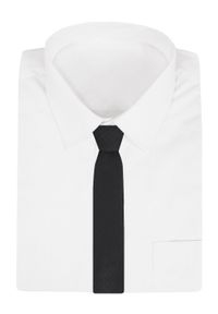 Krawat Męski - Angelo di Monti - Czarny z Delikatną Fakturą Tkaniny. Kolor: czarny. Materiał: tkanina. Styl: elegancki, wizytowy