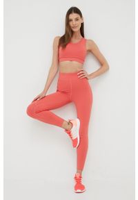 Only Play legginsy treningowe damskie kolor czerwony gładkie. Kolor: czerwony. Materiał: skóra, dzianina. Wzór: gładki. Sport: fitness #2