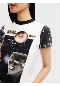 Desigual T-Shirt Real Artoholic 22WWTK25 Beżowy Slim Fit. Kolor: beżowy. Materiał: bawełna