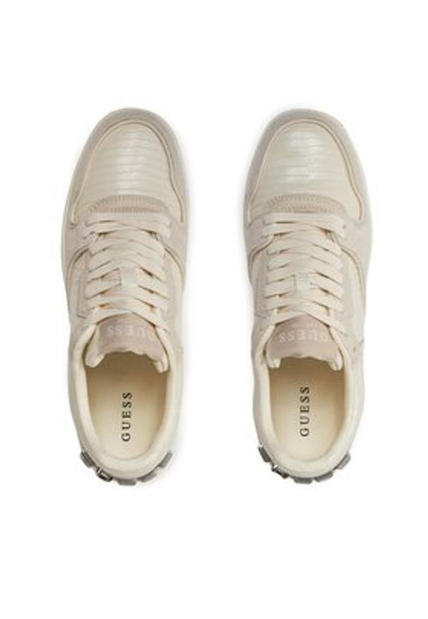 Guess Sneakersy Ancona Low FMPANC PEL12 Biały. Kolor: biały. Materiał: skóra