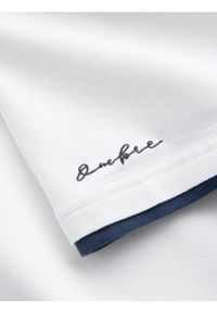 Ombre Clothing - Bawełniana męska koszulka polo z kontrastowymi wykończeniami – biała V1 - Rozmiar: XL. Typ kołnierza: polo. Kolor: biały. Materiał: bawełna. Wzór: haft #7