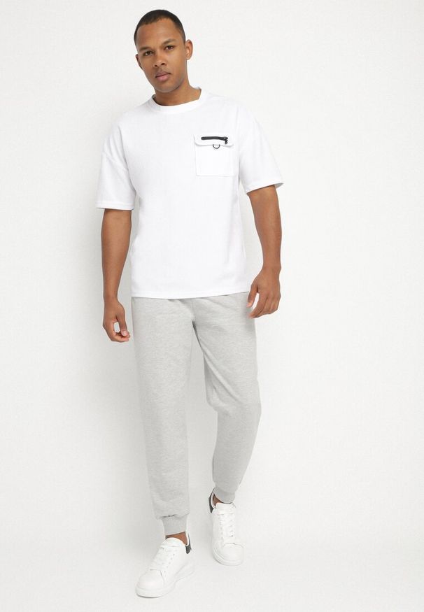 Born2be - Jasnoszare Spodnie Dresowe ze Ściągaczami z Bawełną Paladira. Kolor: szary. Materiał: bawełna, dresówka