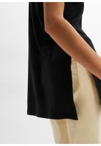 bonprix - Długi shirt z rozcięciem. Kolor: czarny. Długość: długie