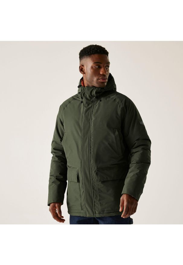 Regatta - Kurtka męska przejściowa przeciwdeszczowa Savon. Kolor: zielony. Materiał: materiał, puch. Sport: turystyka piesza