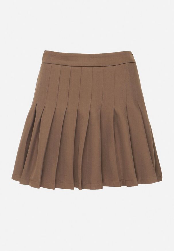 Born2be - Brązowe Wiskozowe Spódnico-Spodenki High Waist z Plisami Annelin. Okazja: na co dzień. Stan: podwyższony. Kolor: brązowy. Materiał: wiskoza. Sezon: lato. Styl: elegancki, casual, klasyczny