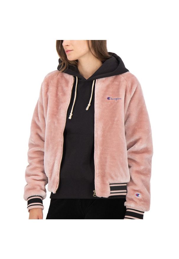 Champion - CHAMPION REVERSE WEAVE WOMENS FLEECE BOMBER JACKET > 112319-PS124. Materiał: polar, tkanina, poliester. Wzór: paski