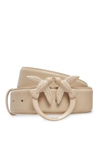 Pinko Pasek Damski Love Berry H4 Belt AI 24-25 PLT01 100120 A1K2 Beżowy. Kolor: beżowy. Materiał: skóra