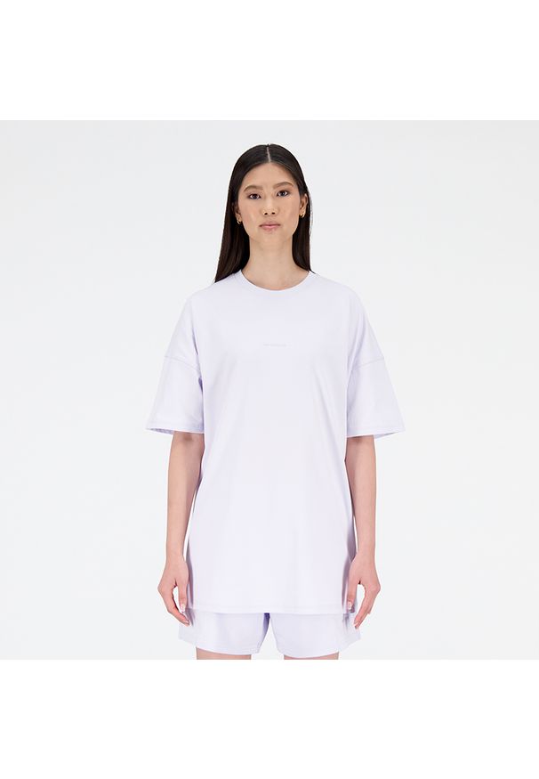 Koszulka damska New Balance WT23556LIA – fioletowa. Kolor: fioletowy. Materiał: materiał, bawełna