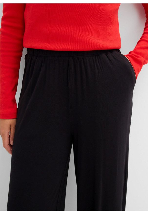 bonprix - Spodnie z dżerseju. Kolor: czarny. Materiał: jersey