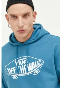 Vans bluza męska kolor niebieski z kapturem z nadrukiem. Typ kołnierza: kaptur. Kolor: niebieski. Wzór: nadruk #1