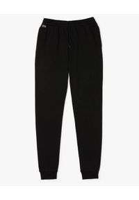 Lacoste - LACOSTE - Czarne spodnie dresowe z logo. Kolor: czarny. Materiał: dresówka