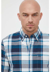 TOMMY HILFIGER - Tommy Hilfiger koszula bawełniana męska kolor granatowy regular z kołnierzykiem button-down. Typ kołnierza: button down. Kolor: niebieski. Materiał: bawełna. Długość rękawa: krótki rękaw. Długość: krótkie #4