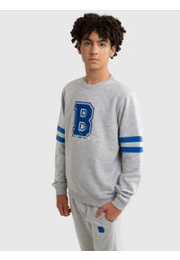Big-Star - Bluza chłopięca z kontrastową aplikacją szara Letter 901/ Letterp 901. Kolor: szary. Materiał: bawełna. Wzór: aplikacja. Styl: sportowy #6