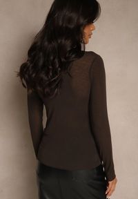 Renee - Brązowa Bluzka Longsleeve z Wiskozy i Kaszmiru Unelle. Kolor: brązowy. Materiał: wiskoza, kaszmir. Długość rękawa: długi rękaw. Styl: klasyczny #3