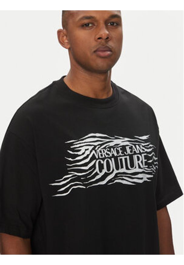 Versace Jeans Couture T-Shirt 78GAH6L1 Czarny Regular Fit. Kolor: czarny. Materiał: bawełna