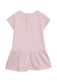MONCLER KIDS - Różowa sukienka ze zdobieniem 0-3 lat. Kolor: wielokolorowy, fioletowy, różowy. Wzór: aplikacja. Sezon: lato