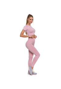 Różowy Damski Komplet Top+Legginsy Moraj. Okazja: na co dzień. Kolor: różowy. Materiał: materiał. Długość rękawa: krótki rękaw. Długość: krótkie. Styl: sportowy, elegancki, casual #5