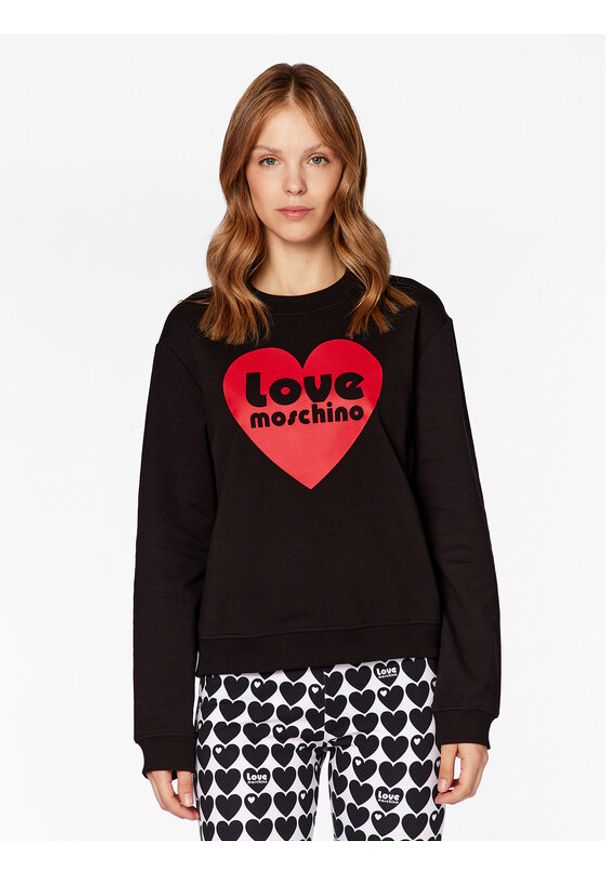 Love Moschino - LOVE MOSCHINO Bluza W630657E 2246 Czarny Relaxed Fit. Kolor: czarny. Materiał: bawełna