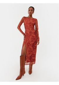 Sisley Sukienka codzienna 4XAFLV04E Czerwony Slim Fit. Okazja: na co dzień. Kolor: czerwony. Materiał: syntetyk. Typ sukienki: proste. Styl: casual #1
