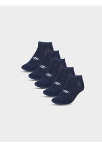 4f - 4F Skarpetki casual przed kostkę (5-pack) chłopięce - granatowe 32-35. Kolor: niebieski. Materiał: bawełna, włókno, materiał, poliamid
