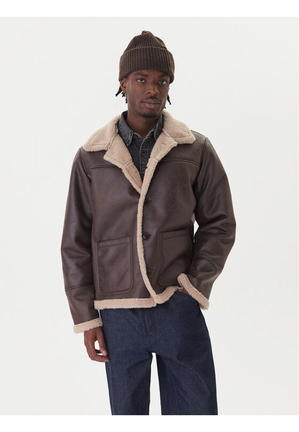 Jack & Jones Kurtka z imitacji skóry Cambridge 12282946 Brązowy Regular Fit. Kolor: brązowy. Materiał: skóra