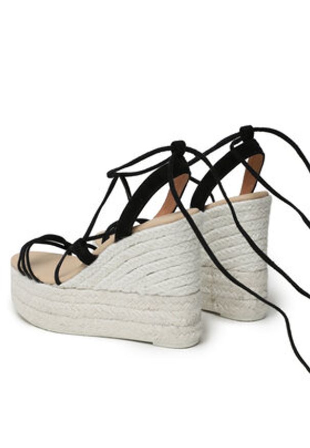 Manebi Espadryle Lace-Up Wedge Espadrilles L 8.6 WA Czarny. Kolor: czarny. Materiał: skóra, zamsz