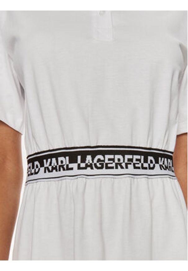Karl Lagerfeld - KARL LAGERFELD Sukienka codzienna 241W1350 Biały Regular Fit. Okazja: na co dzień. Typ kołnierza: dekolt w karo. Kolor: biały. Materiał: bawełna. Typ sukienki: proste. Styl: casual
