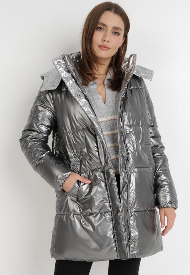 Born2be - Srebrna Kurtka Pronassa. Kolor: srebrny. Materiał: tkanina