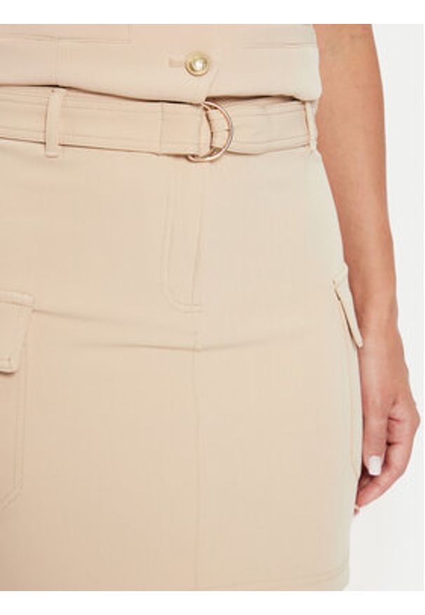 Guess Spódnica mini Fiona W4YD72 WFWX2 Beżowy Regular Fit. Kolor: beżowy. Materiał: syntetyk