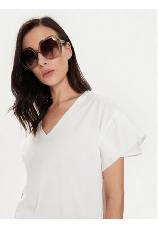 Sisley T-Shirt 3AIRL400M Biały Regular Fit. Kolor: biały. Materiał: bawełna