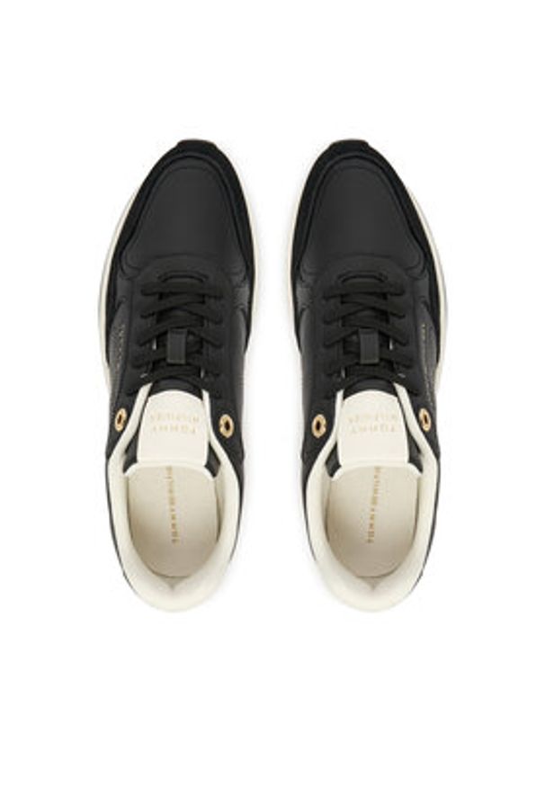 TOMMY HILFIGER - Tommy Hilfiger Sneakersy Monogram Mix Material Runner FW0FW09267 Czarny. Kolor: czarny. Materiał: skóra, zamsz