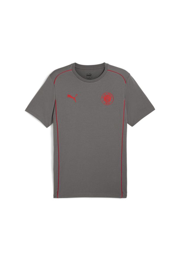 Puma - Męska koszulka Casuals FC St. Pauli PUMA Flat Medium Gray Red. Kolor: czerwony, wielokolorowy, szary