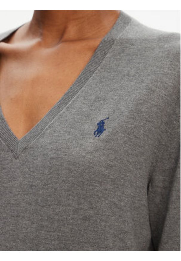 Polo Ralph Lauren Sweter 211972105001 Szary Straight Fit. Typ kołnierza: polo. Kolor: szary. Materiał: bawełna