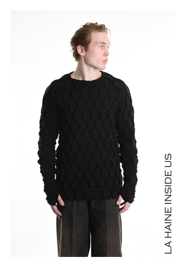 La Haine Inside Us Sweter | 3M M1156 | Mężczyzna | Czarny. Okazja: na co dzień. Kolor: czarny. Materiał: akryl, elastan, poliester. Styl: casual