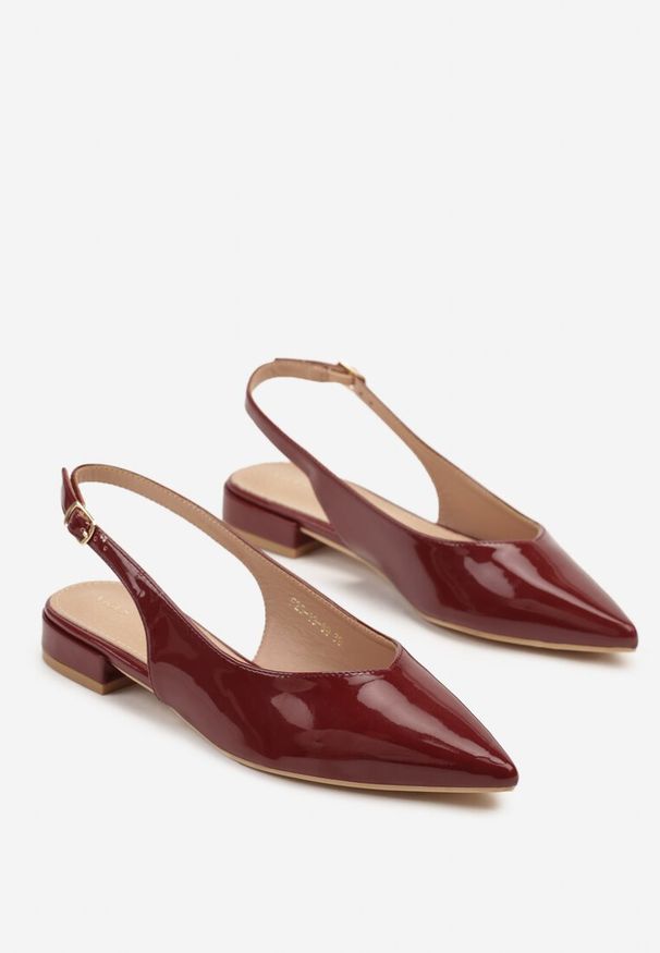 Renee - Bordowe Sandały Slingback Vices z Wkładką ze Skóry Naturalnej Lisanilis. Okazja: na spotkanie biznesowe, na spacer. Zapięcie: pasek. Kolor: czerwony. Materiał: skóra. Obcas: na obcasie. Styl: biznesowy