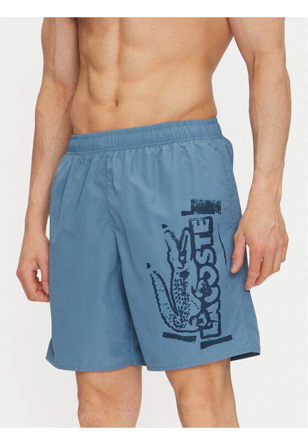 Lacoste Szorty kąpielowe MH9135 Niebieski Regular Fit. Kolor: niebieski. Materiał: syntetyk