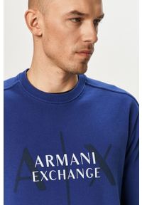 Armani Exchange - Bluza bawełniana. Okazja: na co dzień. Kolor: niebieski. Materiał: bawełna. Wzór: nadruk. Styl: casual #4
