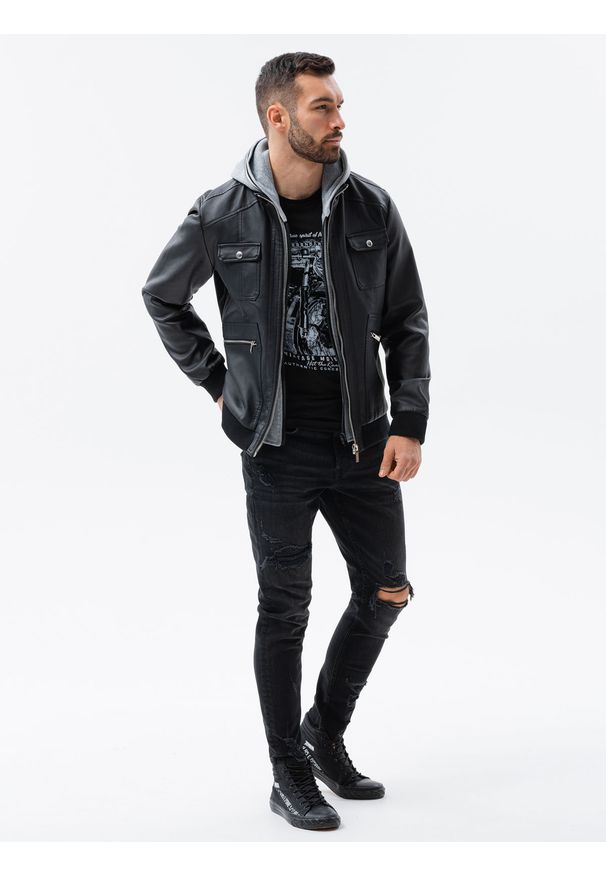 Czarna kurtka Ombre Clothing ze stójką
