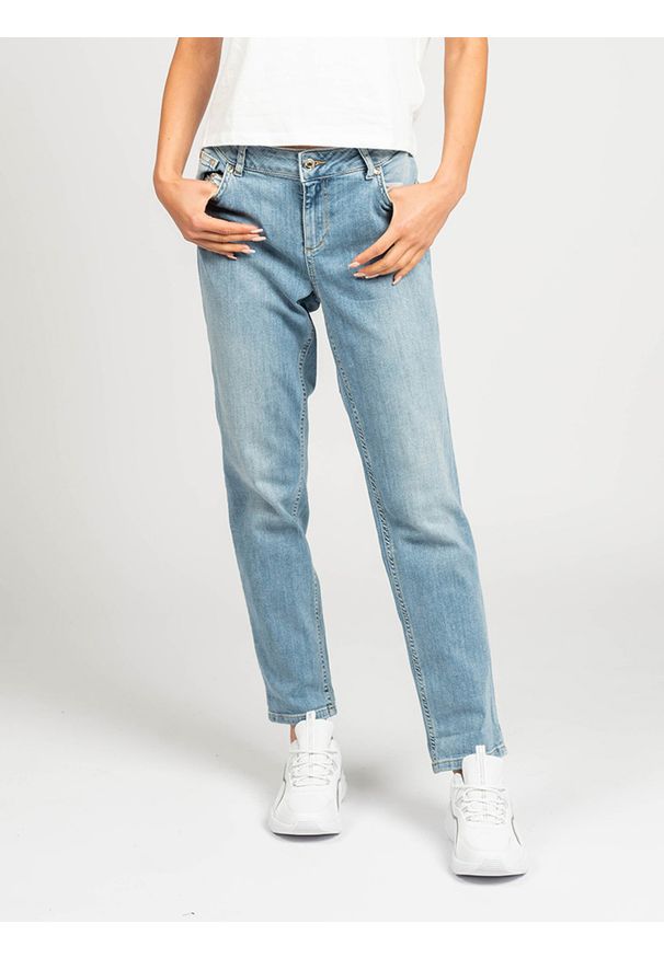 Liu Jo - Liu-Jo Jeansy Monroe | UA0006 D4057 | Monroe | Kobieta | Niebieski. Okazja: na co dzień. Kolor: niebieski. Wzór: aplikacja. Styl: casual