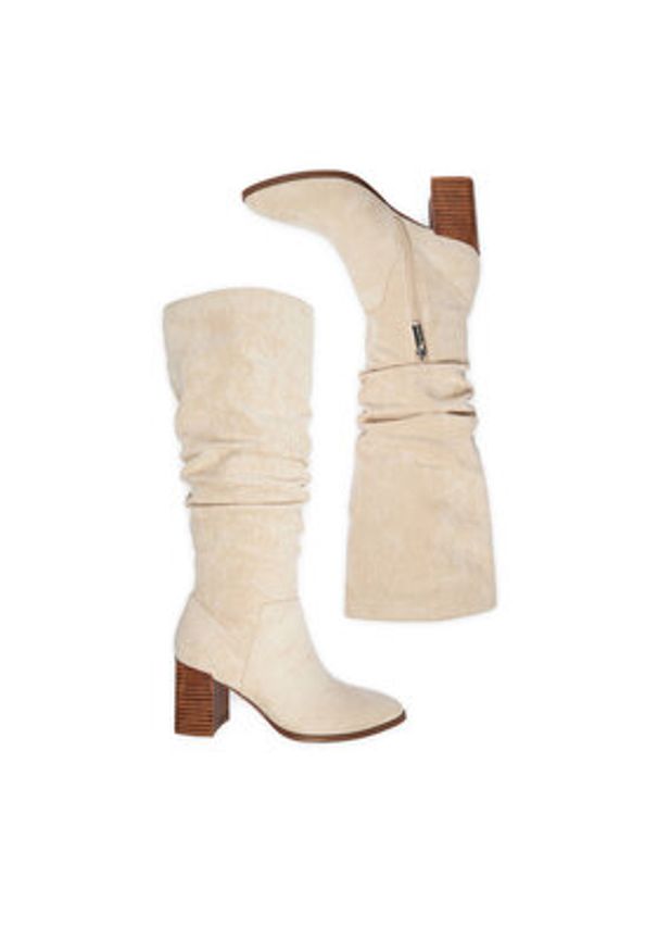 Nine West Kozaki CEO-BASZIRA-01 Écru. Materiał: materiał