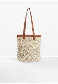 bonprix - Torba makramowa shopper. Kolor: beżowy. Sezon: lato